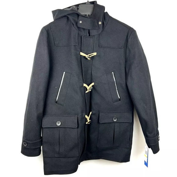 Nautica Mens Black Hooded Coat Size Medium - Picture 1 of 3